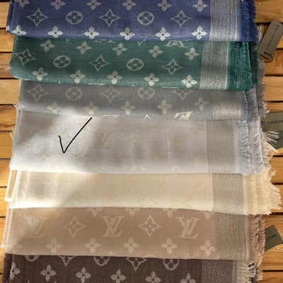 روسری نخ کشمیر وارداتی طوسی آبی ملیح