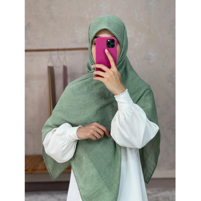 روسری نخی تکرنگ سبز پاستیلی