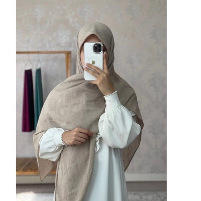 روسری نخی تک رنگ بیسکوییتی