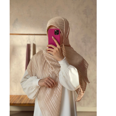 روسری مجلسی کرپ حریر کرم