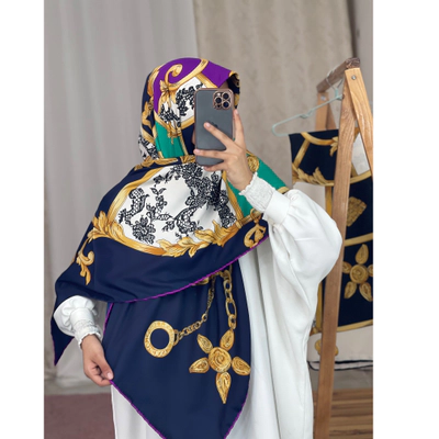 روسری ابریشم تویل دوردست دوز