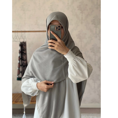 روسری نخ پنبه پاییزه طوسی روشن