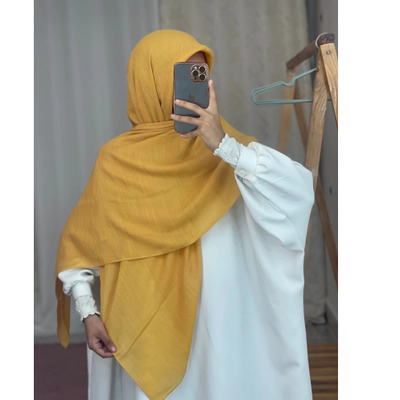 روسری وال اسلپ زرد خردلی دوردوخت