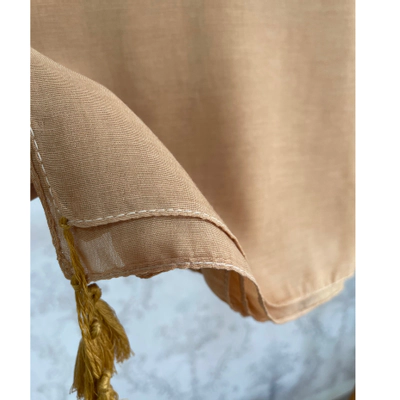 روسری نخی ساده خردلی کرم