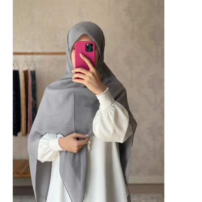 روسری نخی کولردار طوسی روشن تر