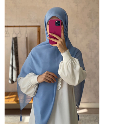 روسری نخی کولردار آبی آسمانی