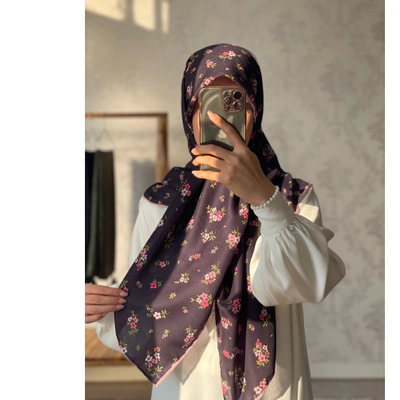 روسری سرمه ای بادمجونی قواره 100