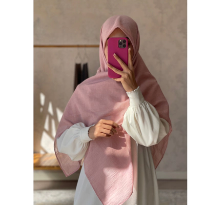 روسری نخی تک رنگصورتی ملیح