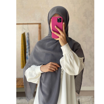 روسری نخی کولردار طوسی تیره 2