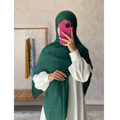روسری نخ وال اسلپ پتینه سبز زمردی