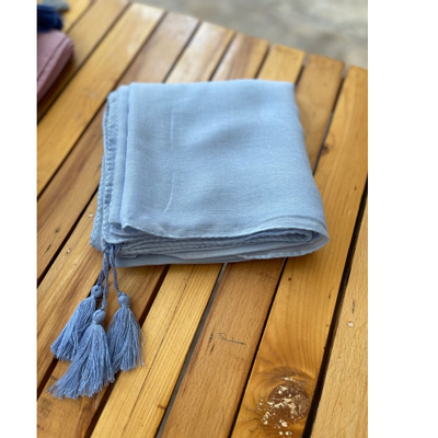 روسری نخی کولردار آبی ملیح