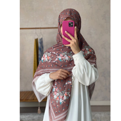 روسری تابستانه گلریز نسکافه ای