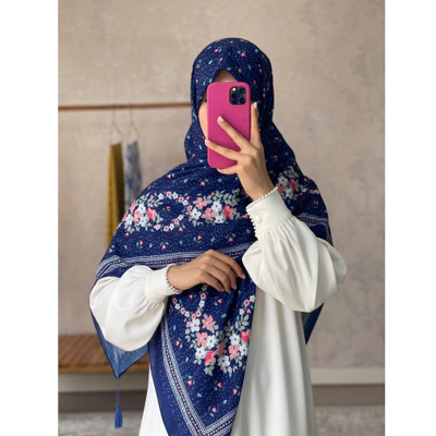 روسری تابستانه گلریز سرمه ای