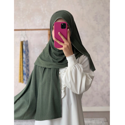 شال کشی نگینی سبز زیتونی