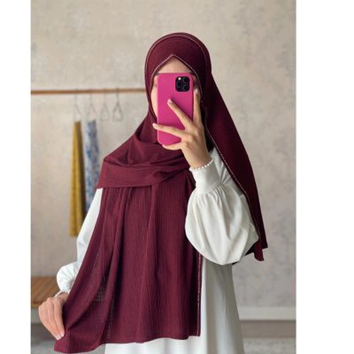 شال کشی نگینی زرشکی چری