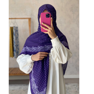 روسری تابستانه خالدار بنفش