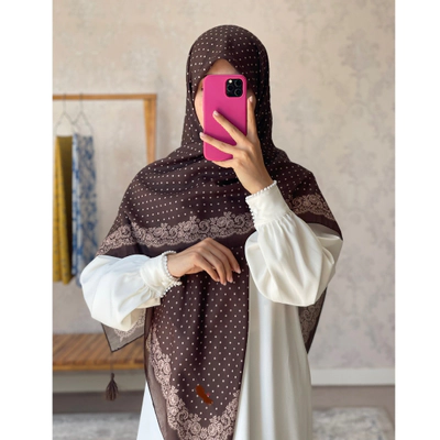 روسری تابستانه خالدار قهوه ای سوخته