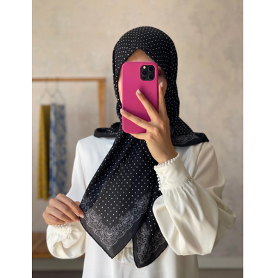 روسری نخی قواره 100 مشکی