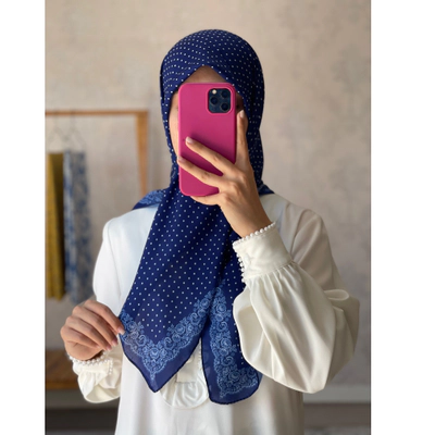 روسری نخی قواره 100سرمه ای