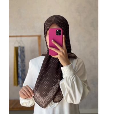 روسری نخی قواره 100قهوه ای