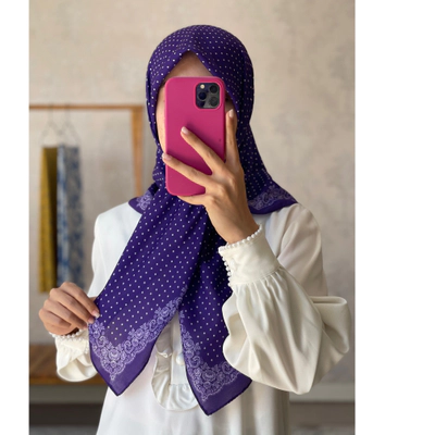 روسری نخی قواره 100بنفش