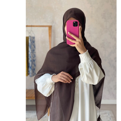 روسری نخی کولردار قهوه ای سوخته