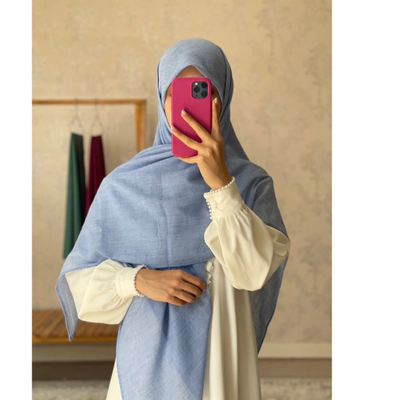 روسری وال نخی آبی جین پررنگ