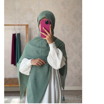 روسری نخی کولردار سبز ملیح