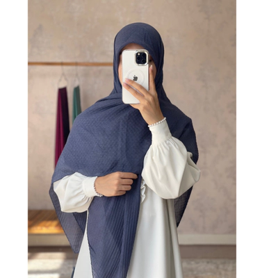 روسری نخی پلیسه آبی جین دو