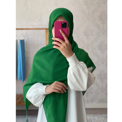 روسری نخی پلیسه سبز سیدی