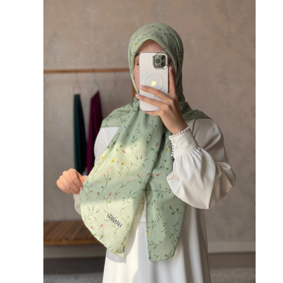 روسری سبز پاستیلی خوشه ای قواره 120