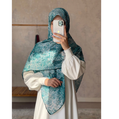 روسری نخ گارزا پتینه فیروزه ای