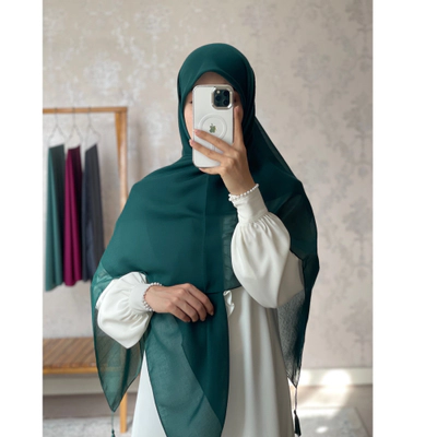 روسری سوپرنخ ساده سبززمردی