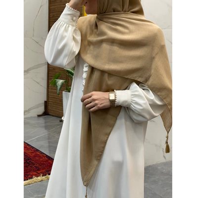 روسری سوپرنخ ساده کرم خوشرنگ