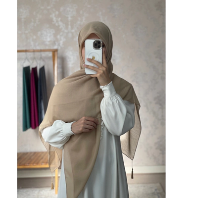 روسری سوپرنخ ساده کرم خوشرنگ