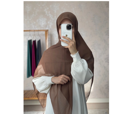 روسری سوپرنخ ساده کاکائویی