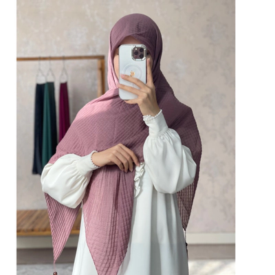 روسری نخی پلیسه مربعی پوست پیازی