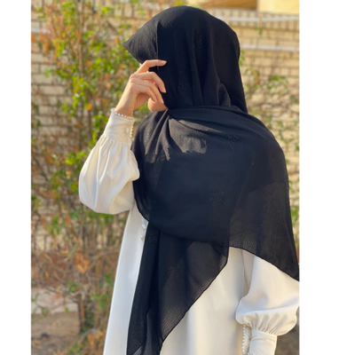 روسری کریشه مشکی نگین پروانه مشکی
