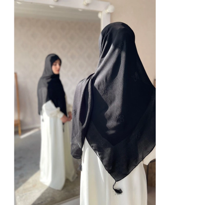 روسری کریشه مشکی نگین پاپیون مشکی