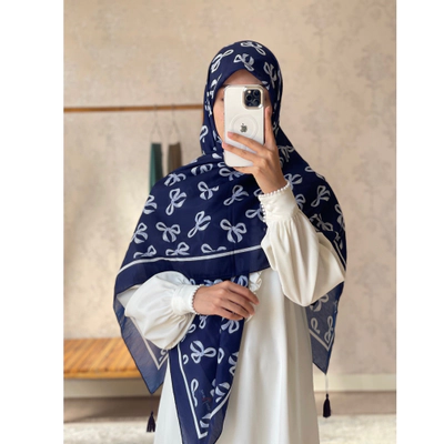 روسری نخی پاپیون سرمه ای