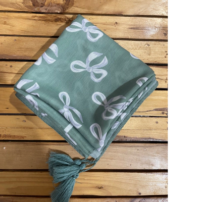 روسری نخی پاپیون سبز یک