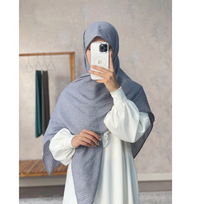 روسری وال نخی راه راه طوسی