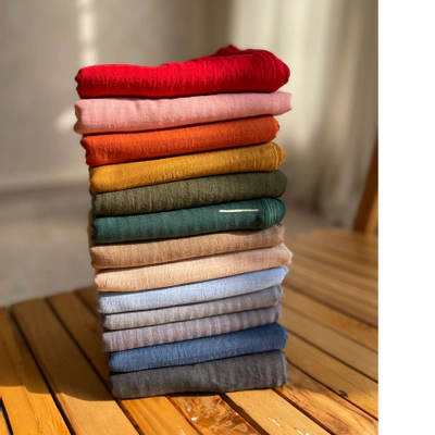 روسری وال نخی راه راه سبز زمردی