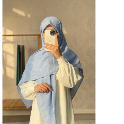 روسری وال نخی راه راه آبی آسمونی