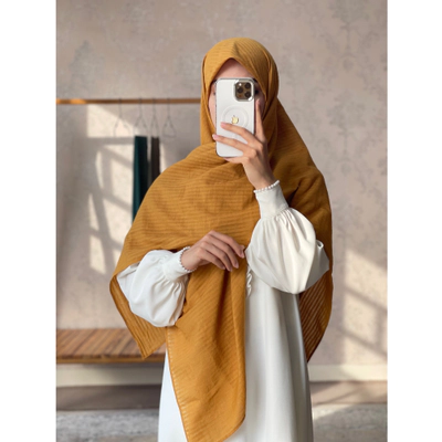 روسری وال نخی راه راه خردلی