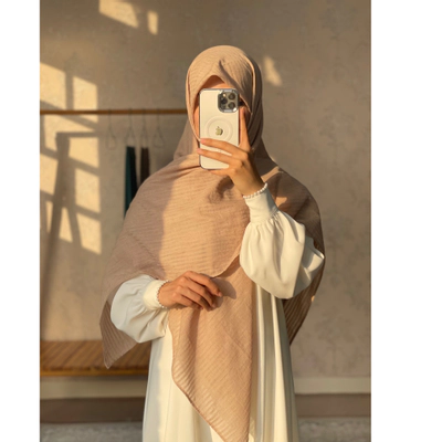 روسری وال نخی راه راه کرم روشن