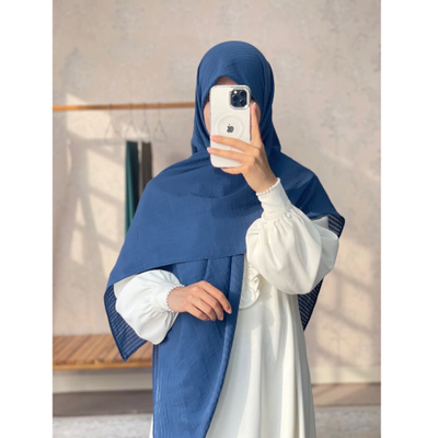 روسری وال نخی راه راه آبی نفتی