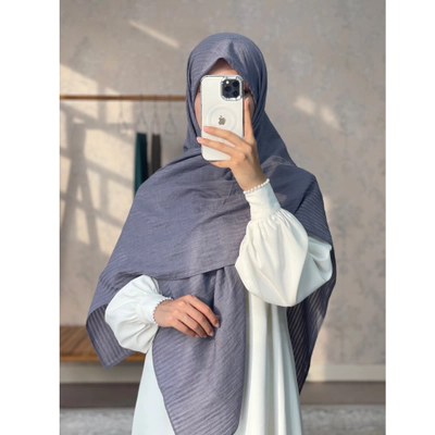 روسری وال نخی راه راه طوسی یاسی