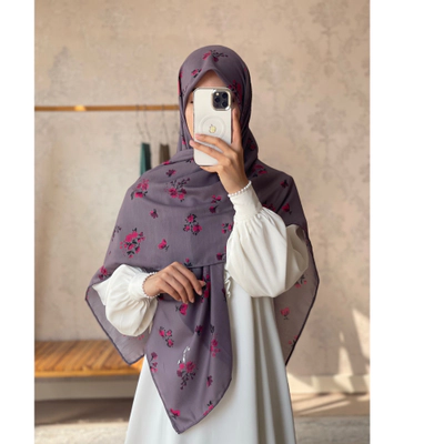 روسری نهال یاسی کبود گل سرخابی