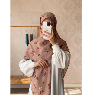 روسری نهال کاپوچینو‌ گل قرمزنارنجی